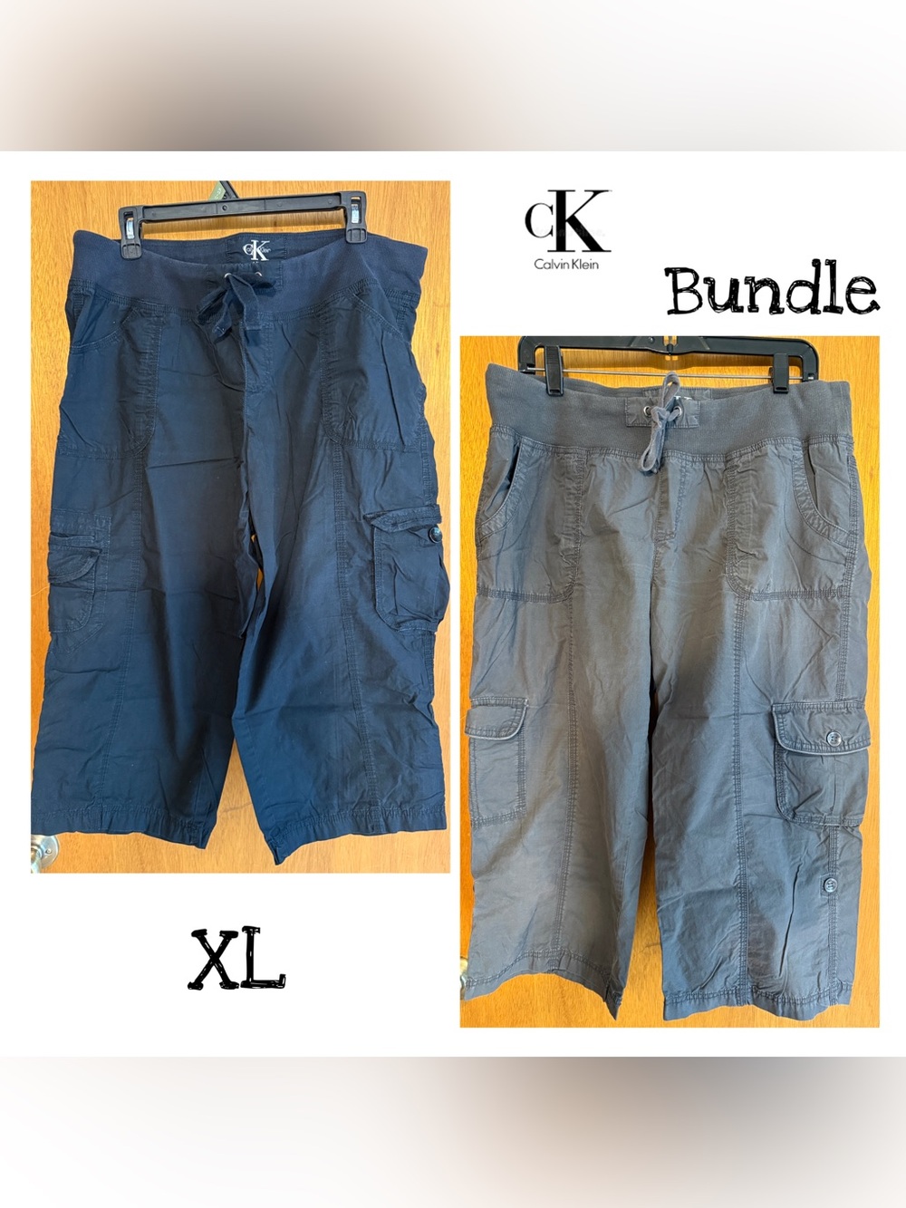 Women’s Calvin Klein Cargo Capris Bundle Black & Grey sz XL